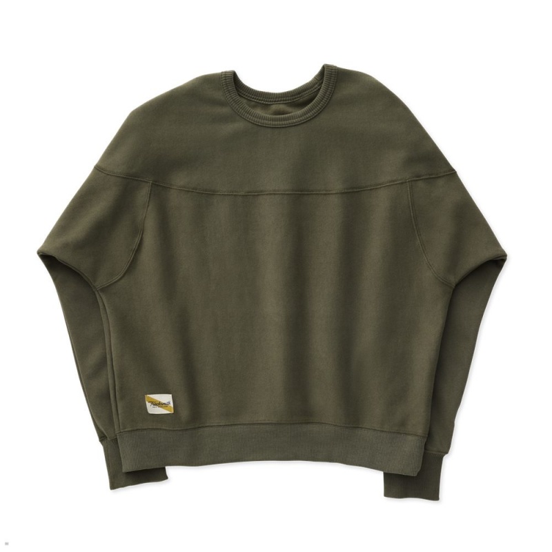 Beetle Green Tracksmith Trackhouse Crew Women\'s Sweatshirt Singapore | YUSDP-2490