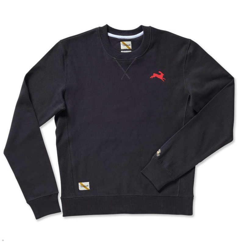 Black/Red Tracksmith Trackhouse Crew Flocked Hare Men\'s Sweatshirt Singapore | CYWPS-3594