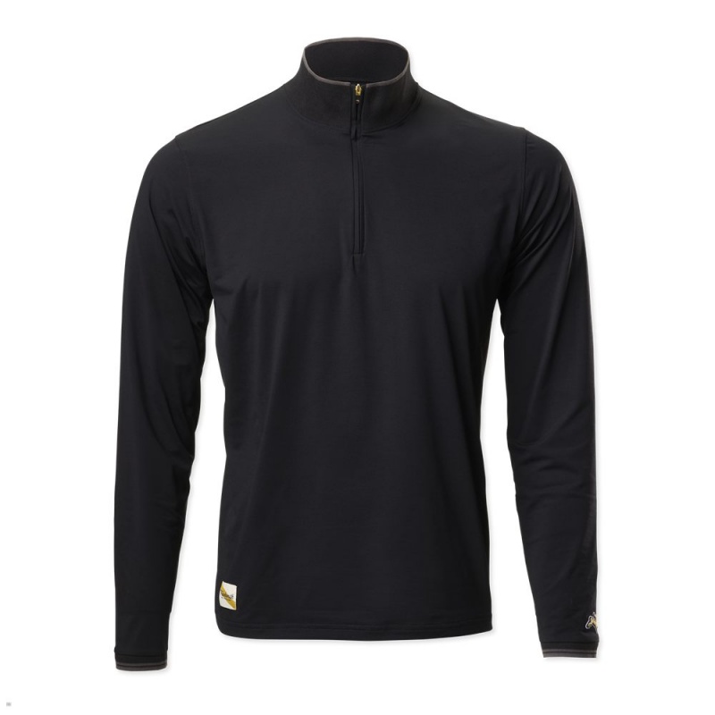 Black Tracksmith Session Quarter Zip Men\'s Mid Layer Singapore | XMAYC-8293