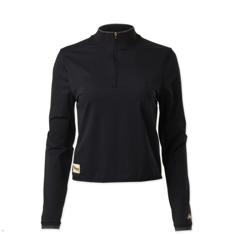 Black Tracksmith Session Quarter Zip Women\'s Mid Layer Singapore | BAKYG-1627