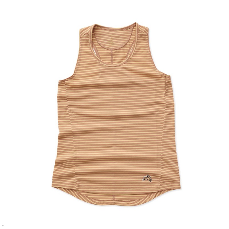 Cork/Melon Stripe Tracksmith Horizon Women\'s Tank Singapore | LHRQK-0651