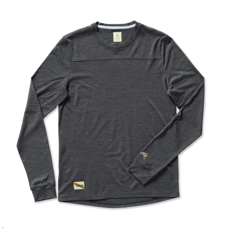 Dark Gray Heather Tracksmith Harrier Long Sleeve Men\'s Shirts Singapore | ZNDGX-7829