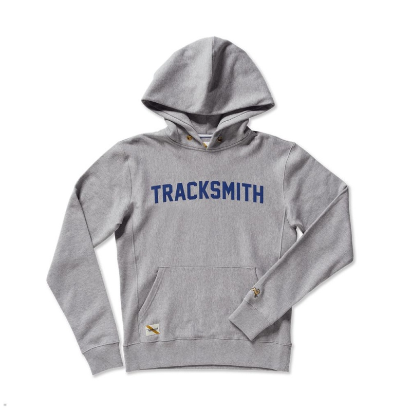 Gray/Navy Tracksmith Trackhouse Men\'s Sweatshirt Singapore | HRKIO-8523