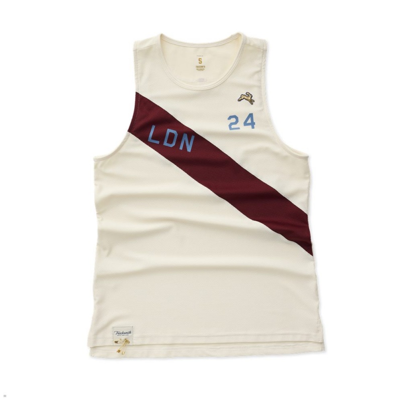 Ivory/Berry Tracksmith London Women\'s Singlet Singapore | GBEHU-1568