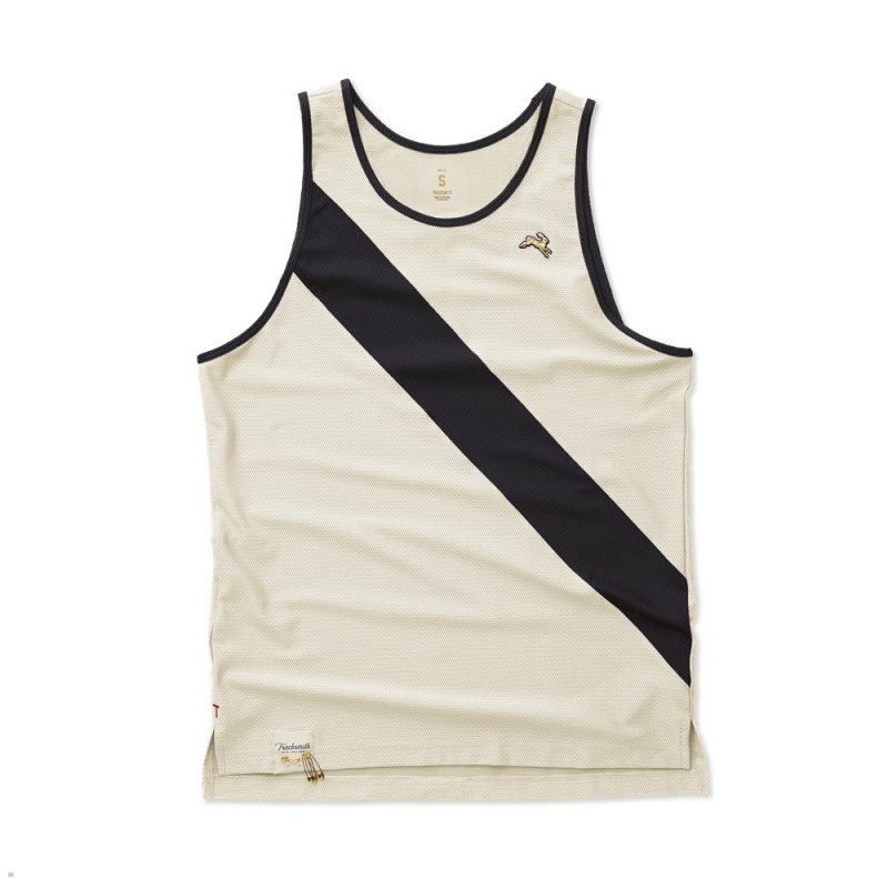 Ivory/Black/Black Tracksmith Van Cortlandt Men\'s Singlet Singapore | ZOLEX-2647