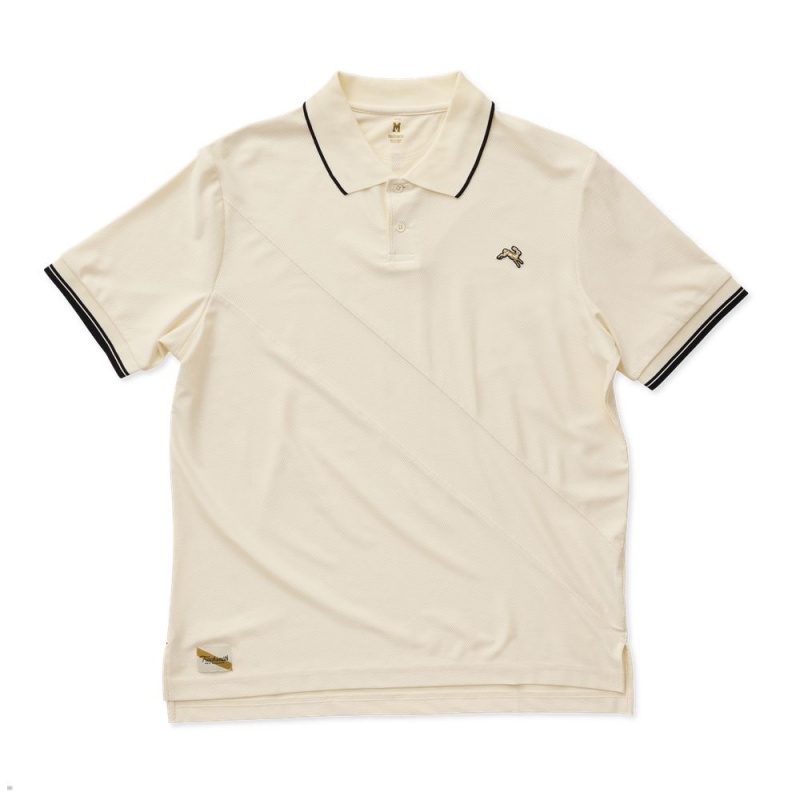 Ivory/Black Tracksmith Van Cortlandt Polo Men\'s Shirts Singapore | DZLNX-6537