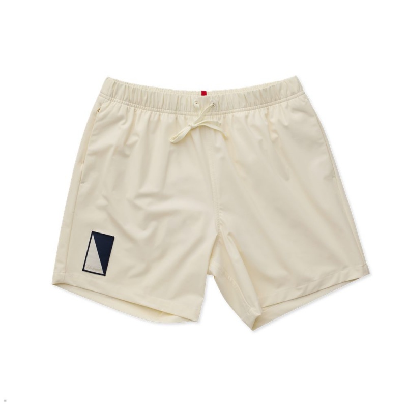 Ivory/Navy Tracksmith Run Cannonball Run Men\'s Shorts Singapore | CHJMY-7315