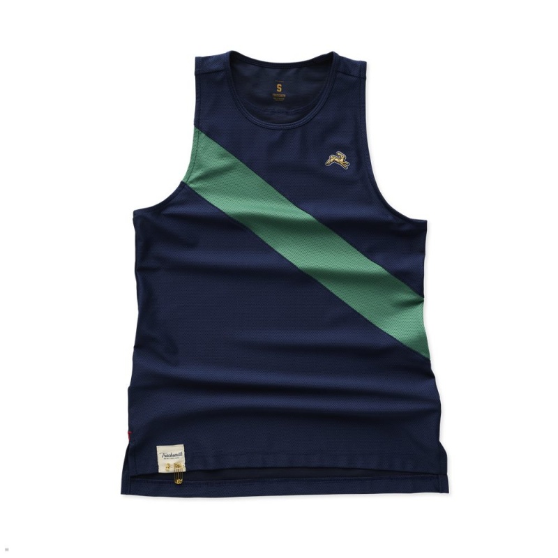 Navy/Green Tracksmith Van Cortlandt Women\'s Singlet Singapore | ETLZS-2384