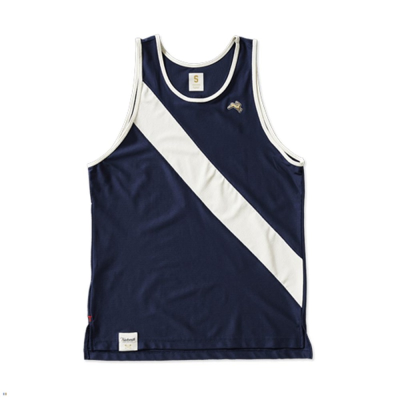 Navy/Ivory Tracksmith Van Cortlandt Men\'s Singlet Singapore | SXPLO-2750