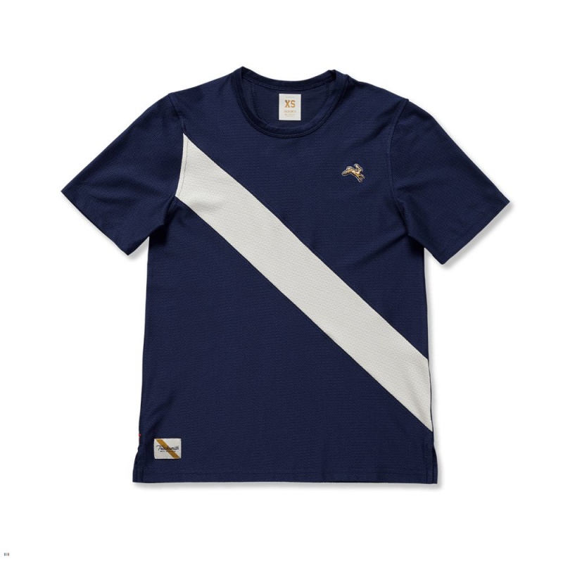 Navy/Ivory Tracksmith Van Cortlandt Women\'s Tee Singapore | FHEPZ-2867