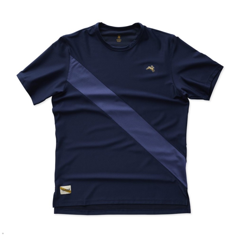 Navy/Nautical Blue Tracksmith Van Cortlandt Men\'s Tee Singapore | RZNBX-8164