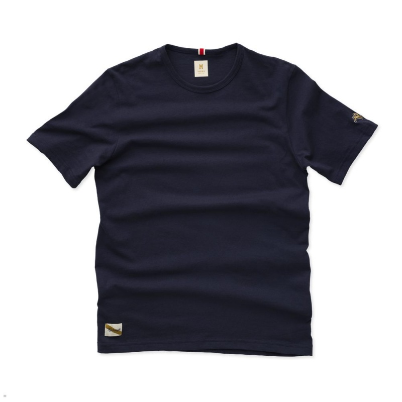 Navy Tracksmith Grayboy Men\'s Tee Singapore | UONQT-9086