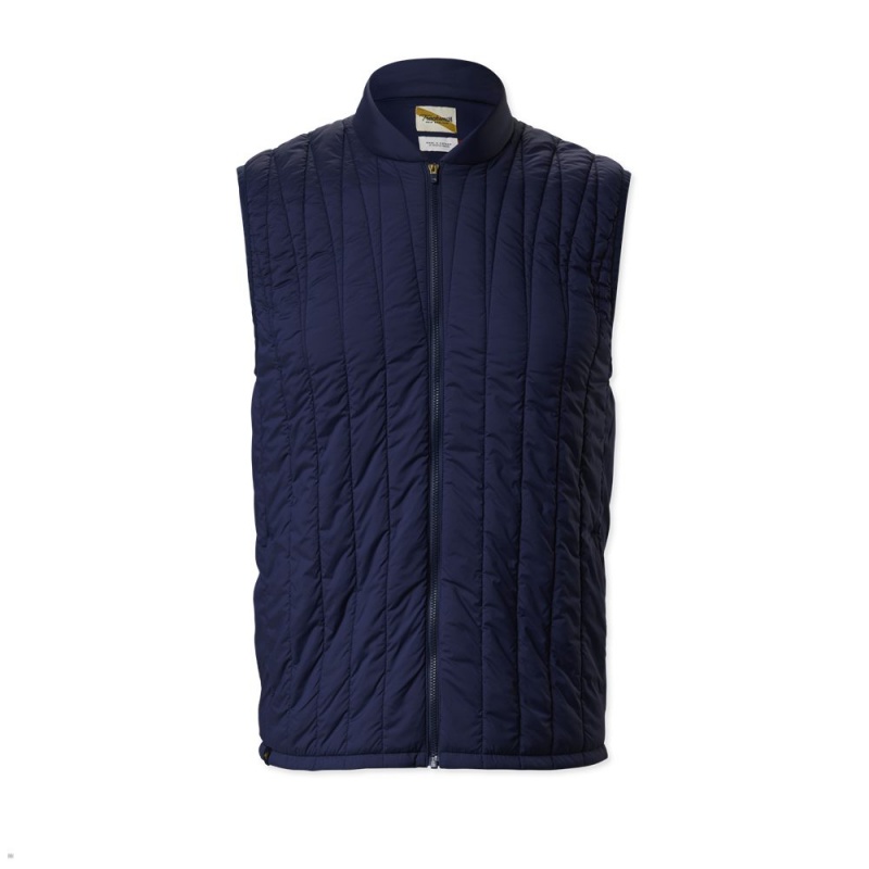 Navy Tracksmith Harbor Men\'s Vest Singapore | ZQPEU-7058