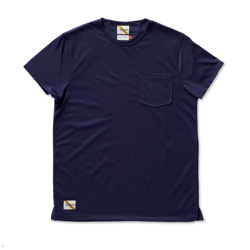 Navy Tracksmith Run Cannonball Run Men\'s Tee Singapore | NAZXW-9248