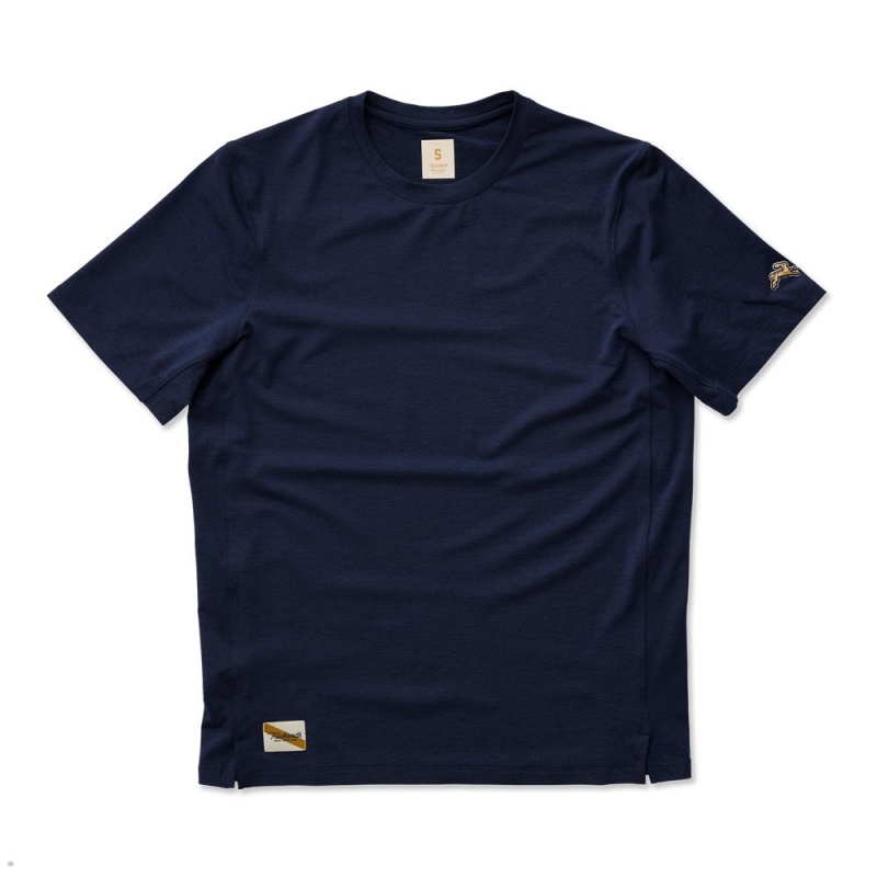 Navy Tracksmith Session Men\'s Tee Singapore | BGYNT-2758