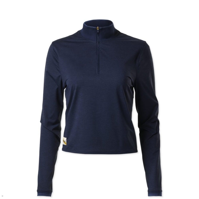 Navy Tracksmith Session Quarter Zip Women\'s Mid Layer Singapore | ZEUOD-5067