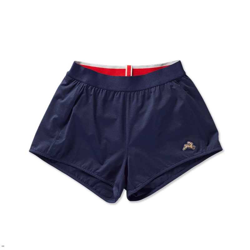 Navy Tracksmith Session Speed Women\'s Shorts Singapore | PYSQK-6851