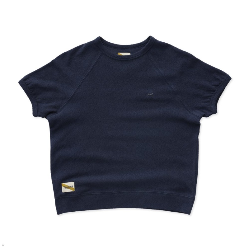 Navy Tracksmith Terry Crew Women\'s Shirts Singapore | YDGHV-5286