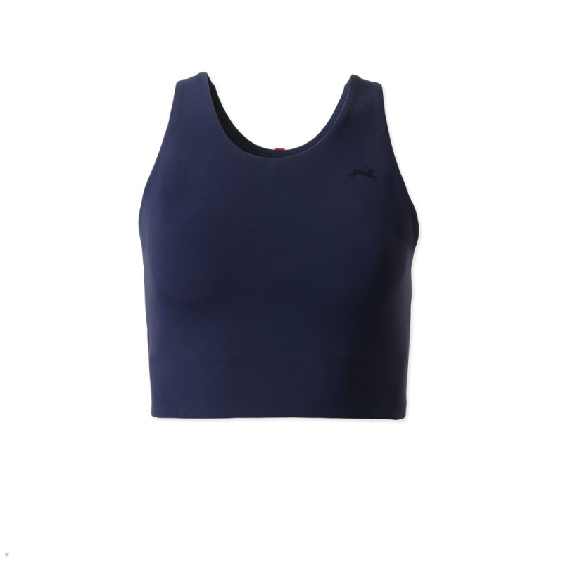 Navy Tracksmith Turnover Crop Women\'s Tops Singapore | FAKOX-0932