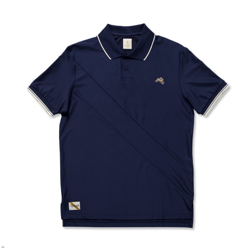 Navy Tracksmith Van Cortlandt Polo Men\'s Shirts Singapore | CVTAZ-5978