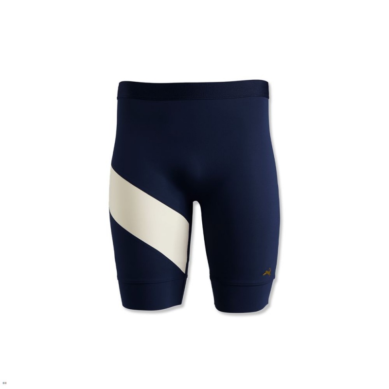 Navy White Tracksmith Allston Half Men\'s Tights Singapore | QELJY-3508