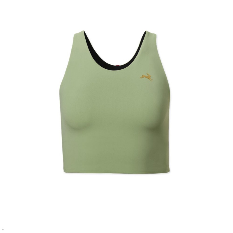 Olive Tracksmith Turnover Crop Women\'s Tops Singapore | UMRVW-6017