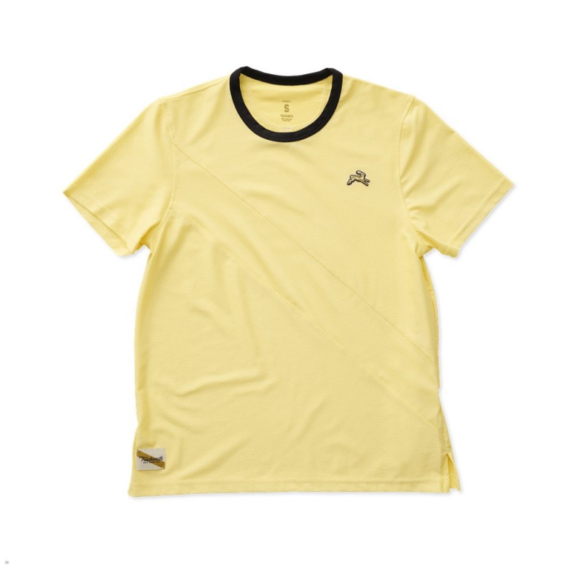 Pale Yellow/Pale Yellow/Black Tracksmith Van Cortlandt Women\'s Tee Singapore | DXQIC-0845