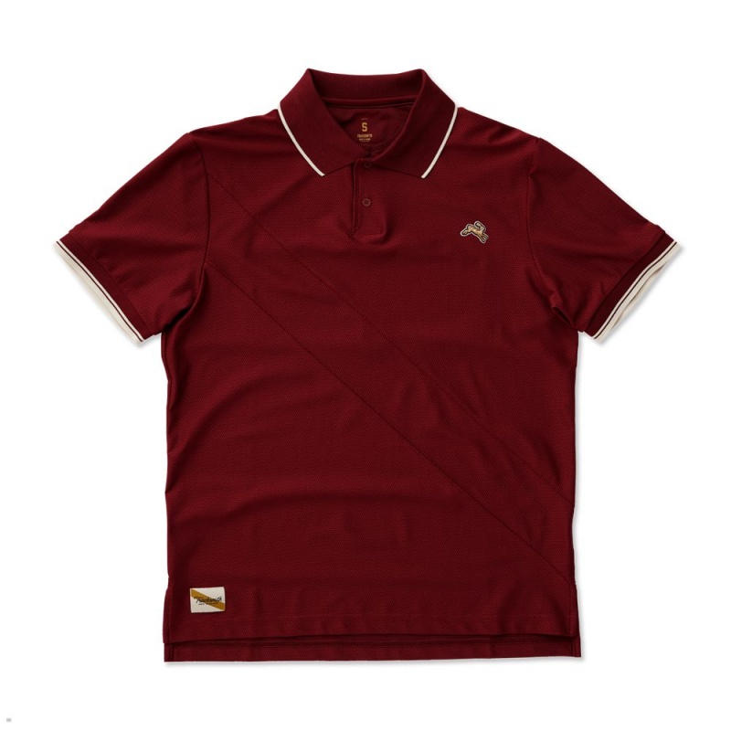 Pomegranate Tracksmith Van Cortlandt Polo Men\'s Shirts Singapore | FIVUP-5627