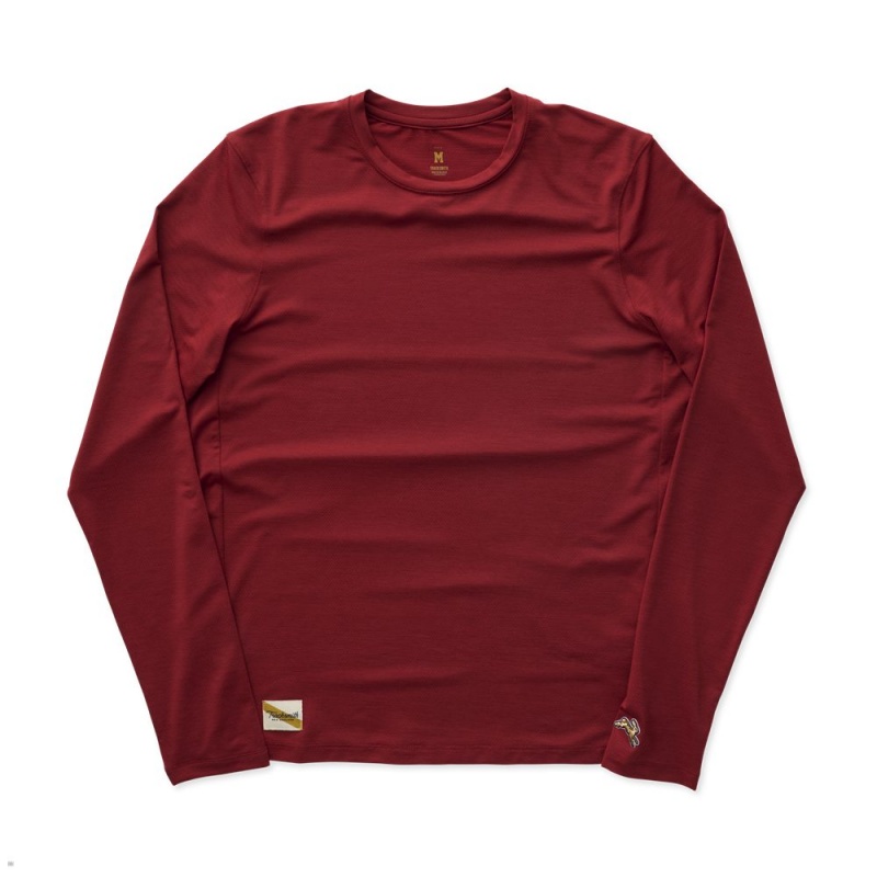 Red Tracksmith Session Long Sleeve Men\'s Shirts Singapore | ANKME-2463