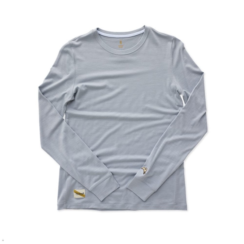 Sky Gray Tracksmith Harrier Long Sleeve Women\'s Shirts Singapore | PXIRZ-9587