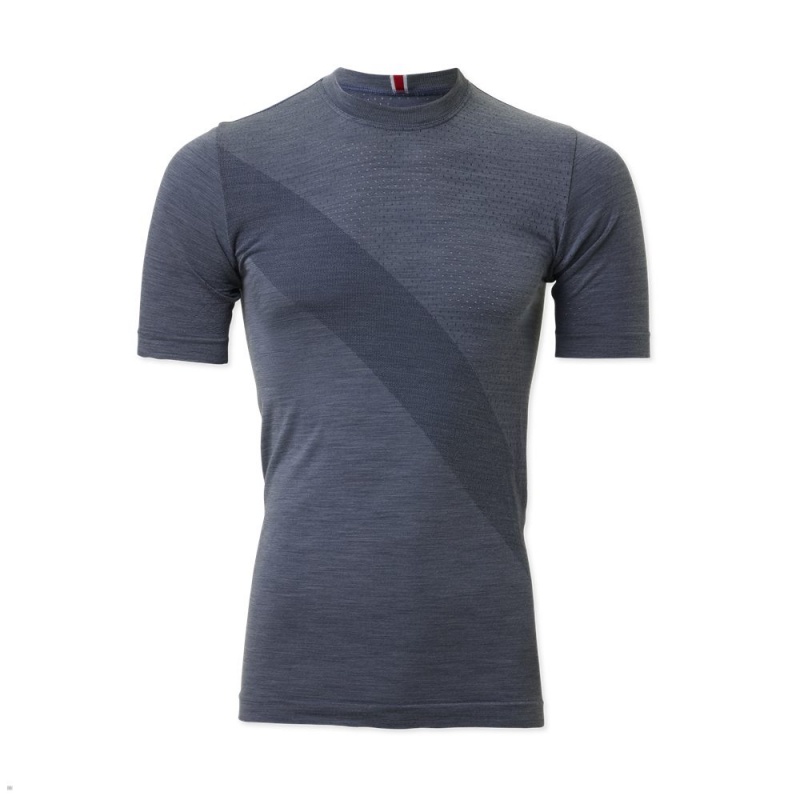 Stone Gray Tracksmith Brighton Base Layer Men\'s Tee Singapore | KZEGT-3468