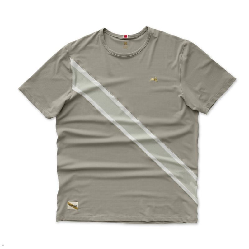 Taupe/Sprout/Ivory Tracksmith Strata Men\'s Tee Singapore | OZYJL-8452