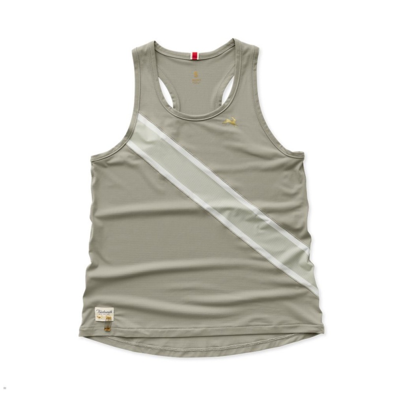 Taupe/Sprout/Ivory Tracksmith Strata Women\'s Singlet Singapore | FHJZM-2367