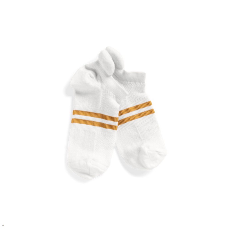 White/Gold Tracksmith Merino No Show Sock Singapore | VHBTO-6541