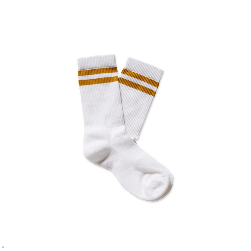 White/Gold Tracksmith Merino Tube Sock Singapore | QSUGM-5602