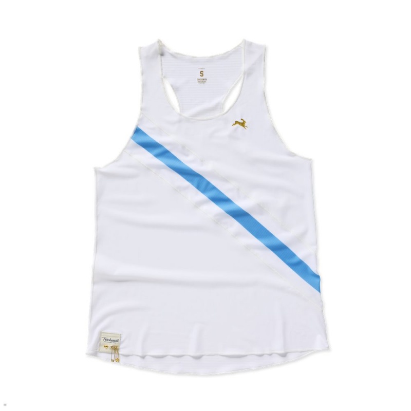 White/Ocean Tracksmith Strata 2023 Women\'s Singlet Singapore | OLPVK-3628